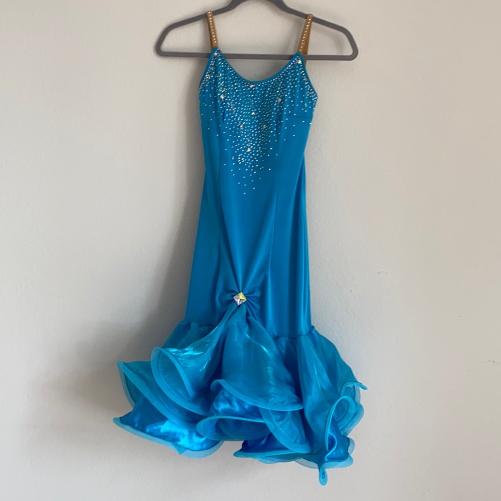 Latin Blue Dress Dance Ballroom New